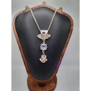 Premier Designs Signed Pebble Stone Crystal Drop Necklace